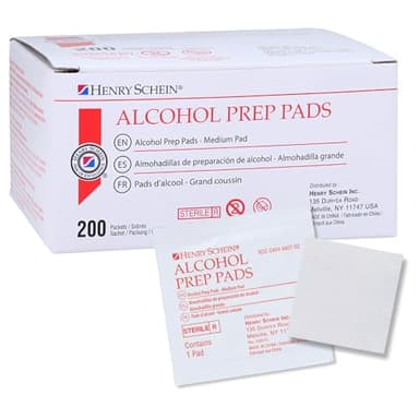 Henry Schein Alcohol Prep Pads, Medium Size, 200 Count - 70% Isopropyl Alcohol, Individually Wrapped, Sterile Wipes for Medical & Everyday Use