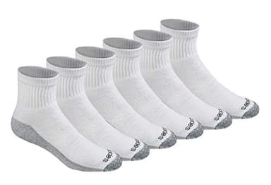 Dickies Men's Dri-Tech Moisture Control Quarter Socks, Available in M-XXL (6, 12, 18 Pairs), White (6 Pairs), Large