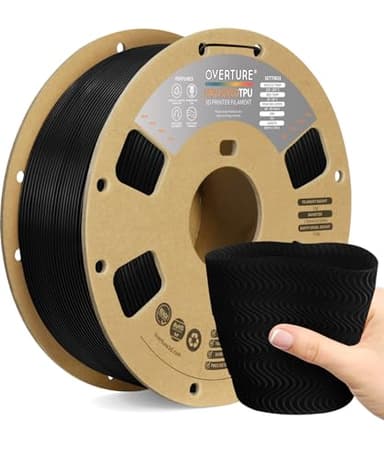 OVERTURE TPU High Speed Filament 1.75mm Flexible Roll, 95A Soft 3D Printer Filament, 1kg Spool (2.2 lbs), Fit Most FDM Printer (HS TPU Black)