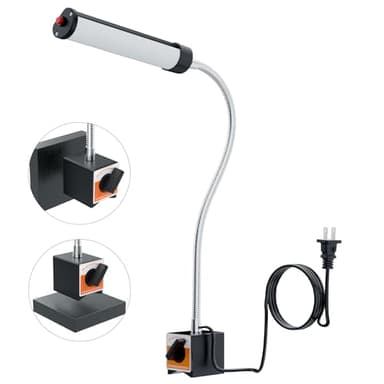 24W LED Magnetic Work Light, 2400 Lumen Flexible Gooseneck Work Light with Adjustable Magnetic Base, Industrial Light for Lathe CNC Milling Drillpress Sewing Machine (Heavy-Duty Magnetic)