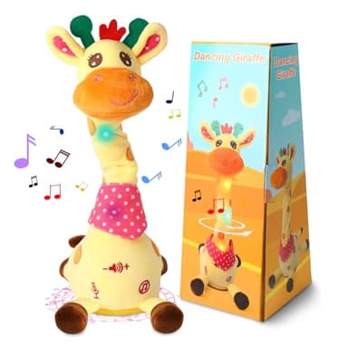 LLUKEME Dancing Talking Giraffe Toy for Baby Girl & Boy, Interactive Stuffed Animal Baby Toy Repeating What You Say, Glowing Musical Giraffe Gifts for Toddlers 1-3 Years Old, for Kids (Giraffe)