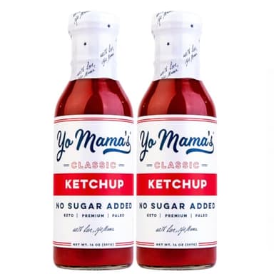 Yo Mama's Foods Keto Classic Ketchup – Pack of (2) - Zero Calorie, No Sugar Added, Low Carb, Vegan, Gluten Free, Paleo Friendly, and Made with Whole Non-GMO Tomatoes!