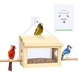 CypherX Window Bird Feeder - Backyard Wooden Bird Feeders for Viewing Bird - Window Wild Bird Feeder with Strong Suction Cups - Window Bird Feeders House for Outdoor Garden Decor