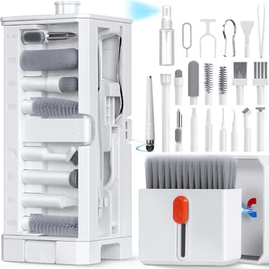 32 in 1 Cell Phone Cleaning kit with Charging Port Cleaner,Stylus Pen,SIM Tool,Keyboard Brush,Speaker Brush,Electronic Cleaning kit for iPhone,AirPods,iPad,Keyboard,MacBook,Earbud,Camera Lens(White)