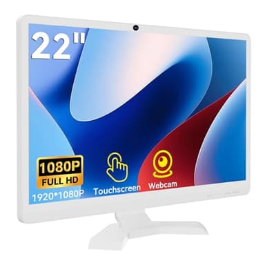Pisichen 22 inch Touch Screen Monitor with Webcam FHD 1920x1080P Computer Monitor FreeSync HDR HDMI Ports Eye Care Frameless VESA Mount