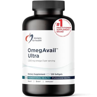 Designs for Health OmegAvail Ultra TG Fish Oil 1200mg - Triglyceride Form Omega 3 Fish Oil Supplement with DHA/EPA - No Fishy Aftertaste (120 Softgels)