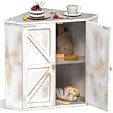 Trironsun Corner Bread Box for Kitchen Counter Double Layer Bamboo Bread Storage Container Large Capacity Bread Storage Bin Farmhouse Breadbox Organizer