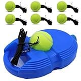 Magicorange Tennis Trainer Rebound Ball with 6 String Balls, Solo Tennis Training Equipment for Self Tennis PracitceTraining for Beginner (Blue)
