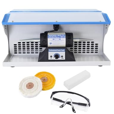ACEZIELIFY 500W Jewelry Polisher with Dust Collector, Variable Speed Bench Polishing Machine, Profesional Desktop Buffer Motor with Buffing Wheels, Polish Compound, Safe Glasses for Jewelry and Metal