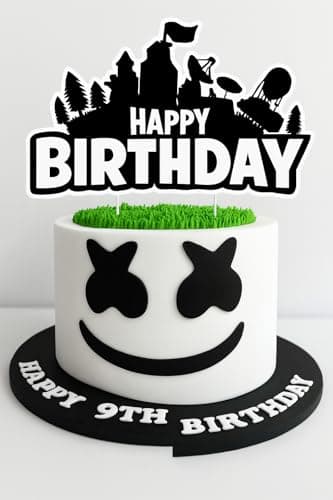 Video Game Birthday Cake Topper – Battle Royale Party Happy Birthday Decoration for Boys Girls Kids