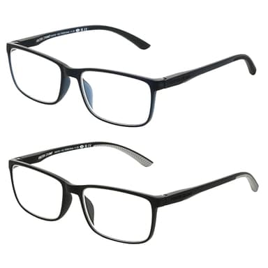 Foster Grant Men's Tatum 2-Pack Rectangle Reading Glasses, Navy, Black, 39 mm, 2.5 Diopters