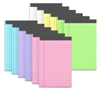 AIFLYAN 12 Pack Legal Pads 5x8 Inch Colorful Note Pads for Writing NotePads，Narrow Ruled Small Notepad 5x8 inch Legal Pad,30 Sheets Per Notebook Writing Pad for Study, Office, to-Do Lists(Multicolor)