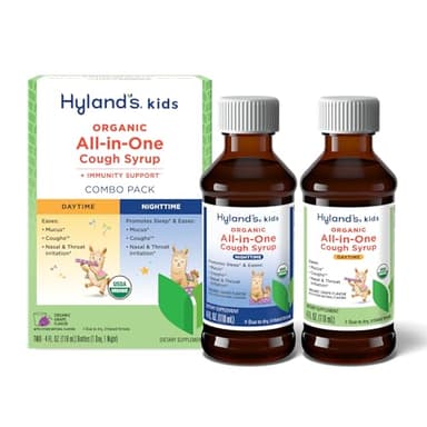 Hyland's Kids Organic All-in-One Grape Cough Syrup Day & Night, Two 4 Ounce Bottles