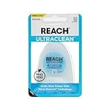 REACH Ultraclean Dental Floss, Mint, Plaque Remover for Teeth, Shred Resistant, Waxed, Easy on Gums & Teeth, Mint, Oral Care, PFAS Free, for Adults & Kids, 1 Pack, 30 yd
