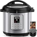 CARORI 1200W 12-in-1 Electric Pressure Cooker 8Qt, Stainless Steel Pressure Cooker, Slow Cook Rice Cooker Steamer Sauté, Yogurt Maker, Warmer & Sterilizer with Recipe, Safer Venting Design, Sliver
