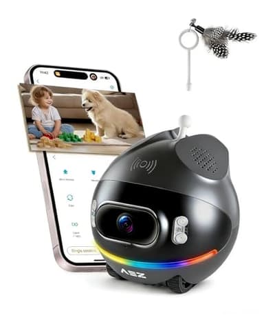 AEZ Robot Camera on Wheels 1080P Dual Lens,Indoor Movable Security Camera with 2-Way Talk,Blinky Bot with Night Vision,Distance Bot App Control for Cats/Dogs/Baby/Elderly (SD/Cloud Storage)