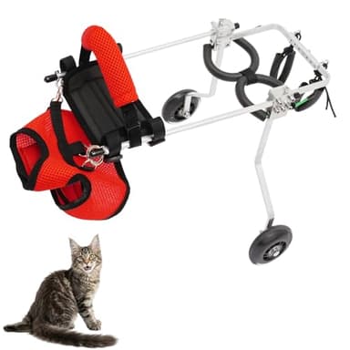 CHENDIAN Cat Wheelchair for Back Legs, Lightweight Adjustable 2 Wheels Pet Wheelchair for Aging, Disabled, Injured Cats with Hind Leg Weakness, Fits 3.3-5.5 lbs, 6-12 Months Cats - Size S