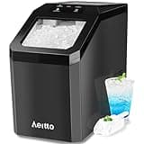 Aeitto Nugget Ice Maker Countertop, 55lbs/Day, Rapid Ice Release in 5 Mins, Large Capacity Chewable Ice Maker, Self-Cleaning with Stainless Steel Housing Ice Machine for Home Office and Party, Black