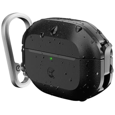 Keybudz for Waterproof AirPods Pro 3 Case with Lock - IP68 Waterproof and Dust Proof, Shockproof Protector, Heavy Duty Rugged Protection, Drop Proof Hard Cover for AirPods Pro 3rd Gen (Carbon Black)