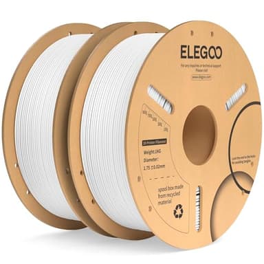 ELEGOO PLA Plus Filament 1.75mm White 2KG, PLA+ Tougher and Stronger 3D Printer Filament Dimensional Accuracy +/- 0.02mm, 2 Pcs 1kg Spool(2.2lbs) Fits for Most FDM 3D Printers