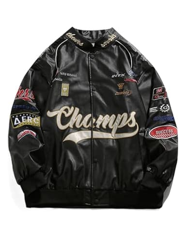 Aelfric Eden Faux Leather Jacket Oversized Racing Motorcycle Jackets Moto Coats Unisex Trendy Streetwear Jacket