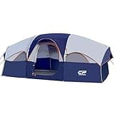 CAMPROS Tent-8-Person-Camping-Tents, Waterproof Windproof Family Tent, 5 Large Mesh Windows, Double Layer, Divided Curtain for Separated Room, Portable with Carry Bag - Blue
