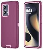 Qinmay Phone Case for Motorola Moto Edge 5G 2024 Case, Heavy Duty Shockproof & Dropproof 3-Layer Cover Phone Case for Motorola Moto Edge 2024 (WineRedPink)