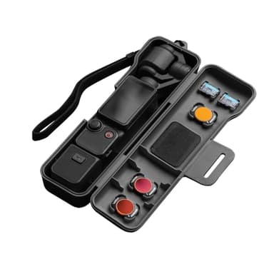 Sinyutia Travel Waterproof Case for Dji Osmo Pocket 3 Creator Combo Accessories, with 3 Magnetic Cpl/Nd Filter Storage Slots and 2 Storage Card Slots, with Wrist Strap (Black)