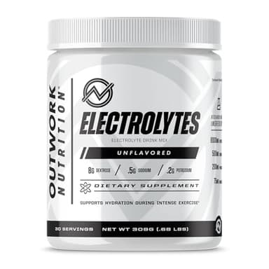 Outwork Nutrition Electrolytes Powder - Hydration Powder for Exercise Endurance & Muscle Cramp Relief - Instant Hydration, Electrolyte Drink Mix - Unflavored, 30 Serv