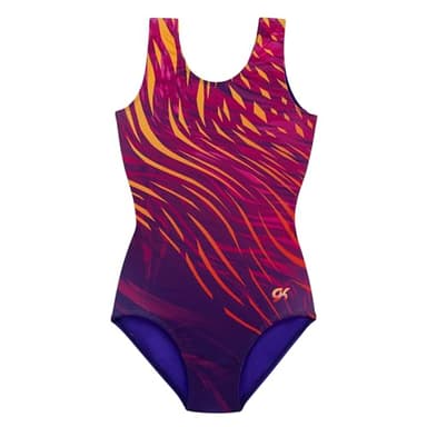 GK Girls Gymnastics Leotard | Pink and Purple Sassy Safari Gym Leo for Girls (Purple, CL)