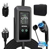Level 1&2 EV Charger, 16Amp, Portable Charger for Home/Outdoor, 25FT Cable 110V-240V, J1772 Electric Cars, Charging Stations, Current Adjustable, NEMA 6-20 & NEMA 5-15 Adapter. Tesla Needs Adapter