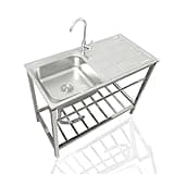 304 Stainless Steel Utility Sink, Free Standing Single Bowl Fish Cleaning Table, Portable Laundry Sink, Commercial Sink For Camping, Garage, Kitchen, Backyard Handwashing