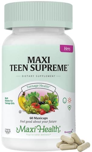 Teen Vitamins for Girls 12-17 - Teen Multivitamin Supreme with D3, Iron, Calcium, Biotin, Digestive Enzymes – Teenager Girl Multi Vitamins for Energy, Immune & Mood Support – 60 Count