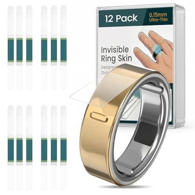 BandRain 12 Pack Ultra-Thin Clear Protector for Oura Ring Gen 4/4 Ceramic/Oura Ring Gen 3, Invisible Transparent Anti-Scratch Protective Film Smart Rings Skin Cover