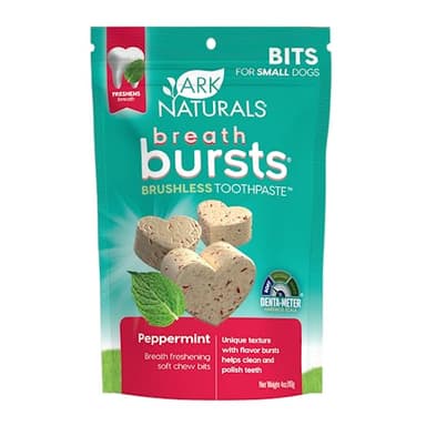 ARK Naturals Breath Bursts Brushless Toothpaste Dog Treats, Dog Dental Bits for Small Breeds, Unique Texture Helps Clean Teeth & Freshen Breath, Peppermint, 4 oz, 1 Pack