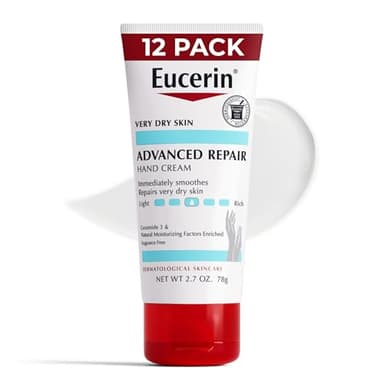 Eucerin Advanced Repair Hand Cream, Lotion for Very Dry Skin Use After Washing with Hand Soap, Fragrance Free, 2.7 oz, 12 Count (Pack of 4)