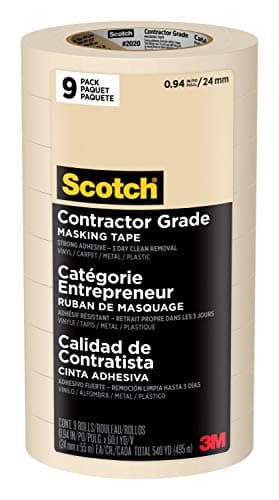 Scotch Contractor Grade Masking Tape, 0.94 inches by 60.1 Yards (540 Yards Total), 2020, 9 Rolls