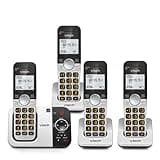 VTech Cordless Phone with Answering Machine 4-Handset - with Big Buttons Full-Duplex Speakerphone Caller ID Last 10 Number Redial, VG232-4