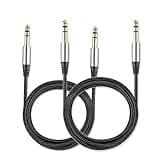 Yueyinpu Pack of 2 TRS Instrument Cable 1/4 Inch Straight 6.35mm Male Jack Nylon Braided Studio Cord (3.3 Feet-2 Pack)