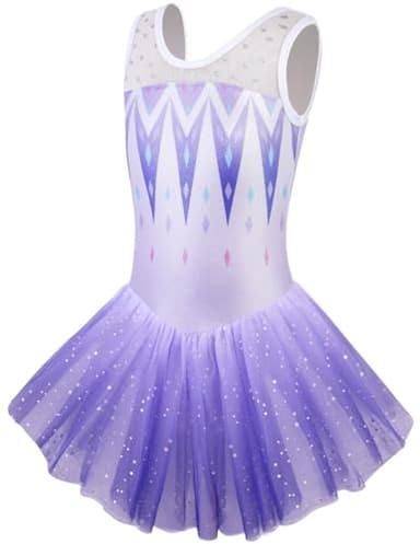 EQSJIU Skirted Gymnastics Leotards for Girls Purple 4t 5t Gradient Colors Lace Sparkles Sparkly Sequins 4-5t Little Girl Brithday Gifts