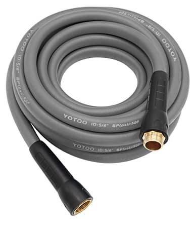 YOTOO Heavy Duty Hybrid Garden Water Hose 5/8-Inch by 25-Feet 150 PSI Kink Resistant, Flexible with Swivel Grip Handle and 3/4" GHT Solid Brass Fittings, Gray