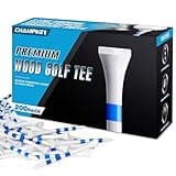 CHAMPKEY Premium Wood Golf Tees 200 Count - 3 Line Marking System Golf Wood Tees - Achieve Consistent and Long Distance Shot (3-1/4")