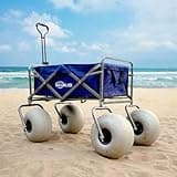 CRESTWALKER Beach Cart with 13" Balloon Wheels, Collapsible Beach Wagon with Big Wheels for Sand, Pump Included (Beach Wagon)