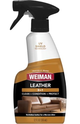 Weiman Leather Cleaner and Conditioner for Furniture - Cleans Conditions and Restores Leather Surfaces - UV Protectants Help Prevent Cracking or Fading of Leather Car Seats, Shoes, Purses