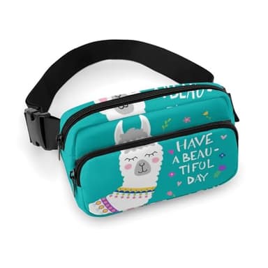 Cute Llama Fanny Packs for Women Men Unisex Crossbody Bags Fashion Belt Bag with Adjustable Strap Waist Pack Sling Bag for Cycling Running Hiking