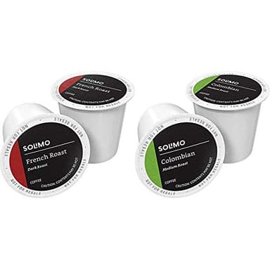 Amazon Brand Solimo Dark Roast and Medium Roast Coffee Pods Compatible with Keurig Brewers