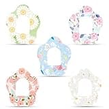 25pcs Adhesive Patches for Omnipod 5, 5 Styles Flower Shape Prints CGM Cover, Breathable Waterproof Skin Grip Insulin Monitor Overpatch Tape, Glucose Sugar Sensor Sticker Accessories for Omnipod