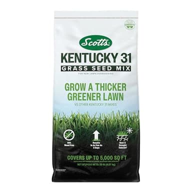 Scotts Kentucky 31 Grass Seed Mix - Premium Lawn Grass Seed, Covers Up to 5,000 sq. ft., 20 lb