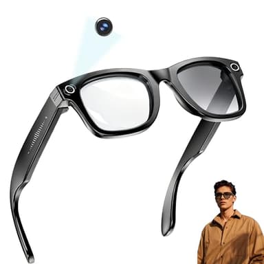 MNVOEQ AI Smart Glasses with 4K Camera/Video Recording/Bluetooth for Men & Women/Hands-Free Recording Glasses with Audio, AI-Powered Wearable Tech/First-Person Camera/Travel/Bussiness/Sports/Drive