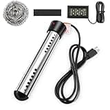 Immersion Water Heater, Portable Electric 304 Stainless Heaters with Guard Cover - LCD Thermometer for Above Ground Inflatable Pool Tub Buckets Motorhome Camping Outdoor